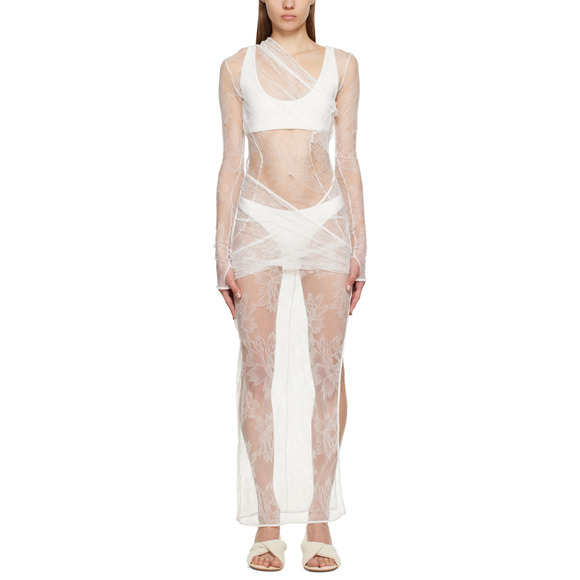 Jacquemus Le Papier 'La Robe Piombone' White Polyamide Maxi Dress Size 44 - Picture 1 of 5